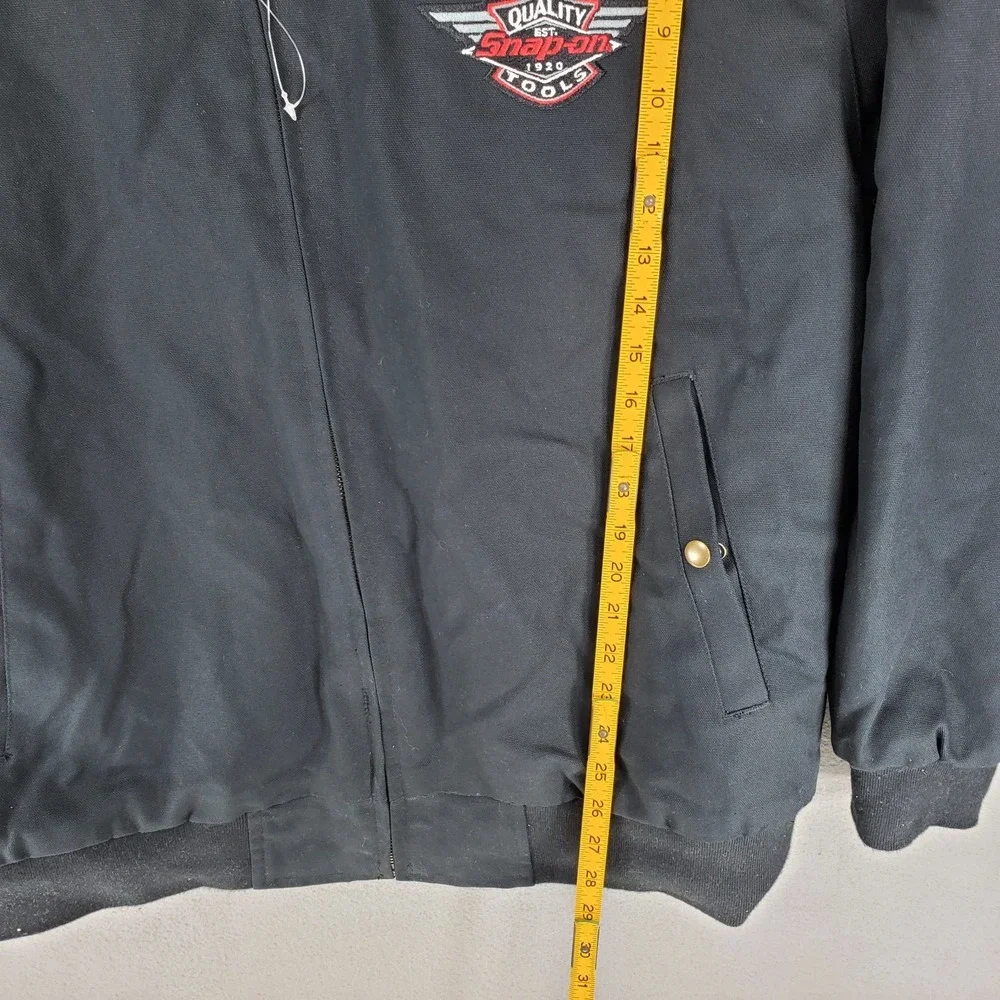 Snap-On Tools Jacket Men's XXL Black Quilt Lined Hooded Coat Canvas 2003 RAPatch